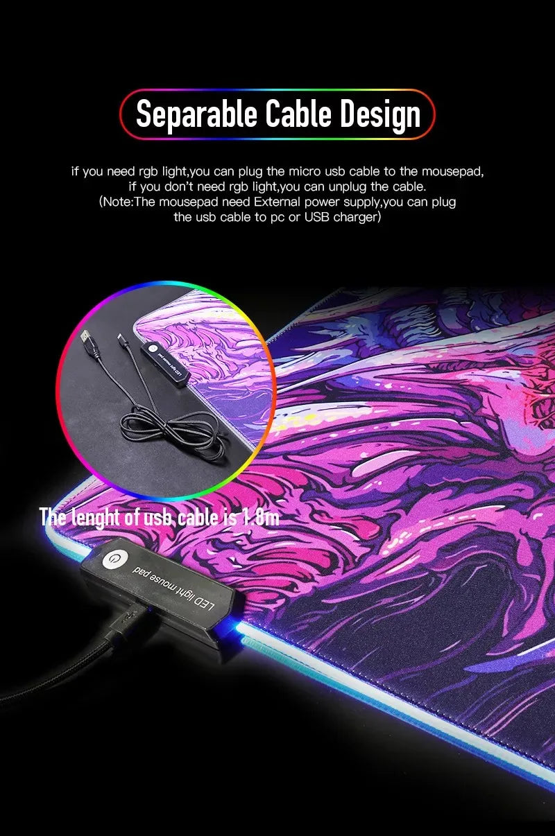 Gamer Xxl Large Anime RGB Mouse Pad